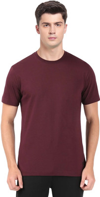 JOCKEY Solid Men Round Neck Maroon T-Shirt