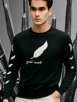 Autna Printed Men Round Neck Black T-Shirt