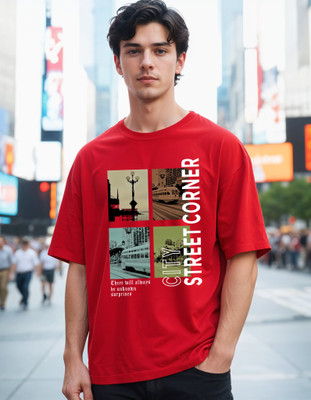 Smartees Printed Men Round Neck Red T-Shirt