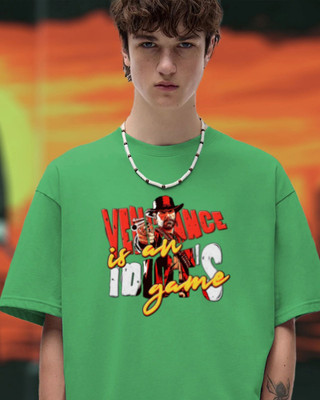 Callibr15 Printed Men Round Neck Green T-Shirt