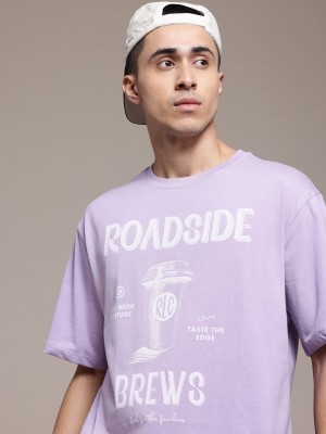 Roadster Printed Men Round Neck Purple T-Shirt