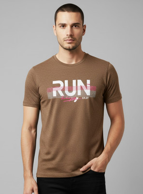 SAND PIPER Solid Men Round Neck Brown T-Shirt
