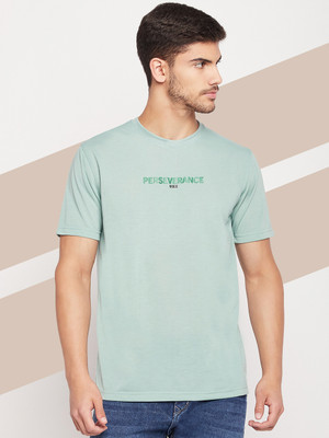 UBX Printed Men Round Neck Green T-Shirt