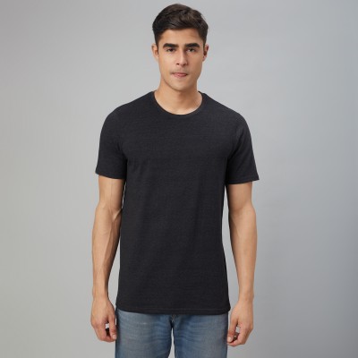 FTX Solid Men Round Neck Black T-Shirt