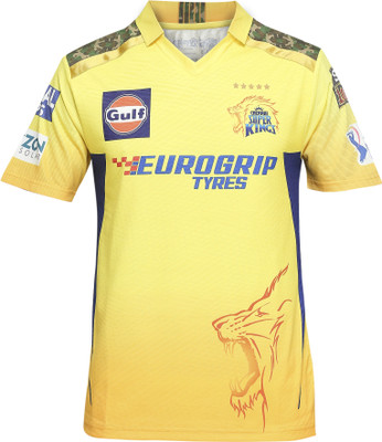 playR X Chennai Super Kings Printed Men Polo Neck Yellow T-Shirt