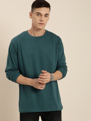 DIFFERENCE OF OPINION Solid Men Round Neck Green T-Shirt