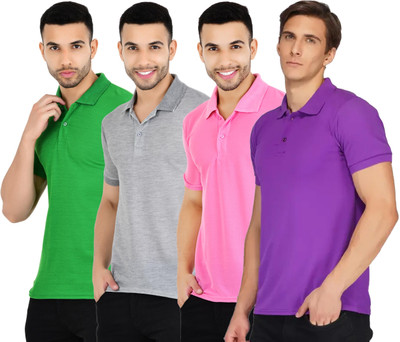 KEOTI Solid Men Polo Neck Multicolor T-Shirt