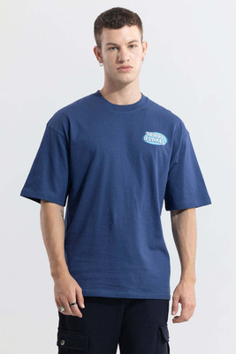 Snitch Printed Men Round Neck Dark Blue T-Shirt