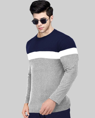 Afams Colorblock Men Round Neck Multicolor T-Shirt