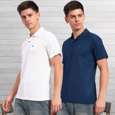 DUCOHIVE Solid Men Polo Neck Multicolor T-Shirt