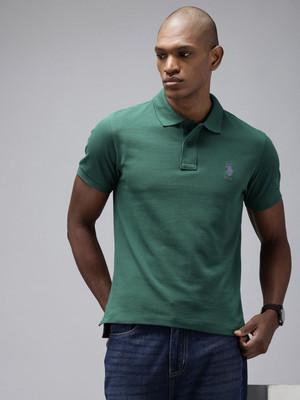 U.S. POLO ASSN. Solid Men Polo Neck Dark Green T-Shirt