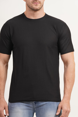 Pavis Solid Men Round Neck Black T-Shirt