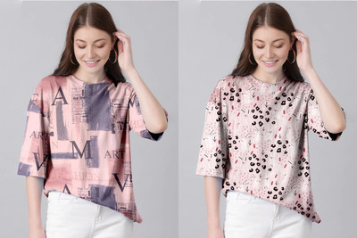 TULSI ENTERPRISES Printed Women Round Neck Multicolor T-Shirt