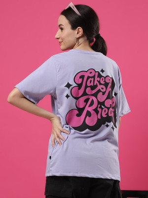 RIGO Printed Women Round Neck Purple T-Shirt