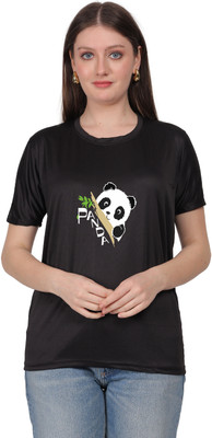 Atharva Trends Graphic Print Women Round Neck Black T-Shirt