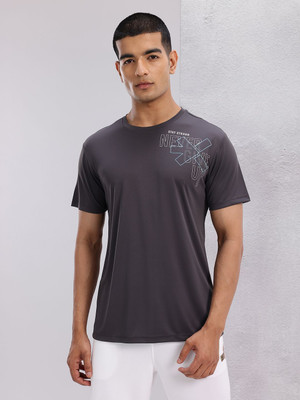 HRX by Hrithik Roshan Solid Men Round Neck Grey T-Shirt