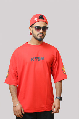 Rarescape Graphic Print Men Round Neck Red T-Shirt