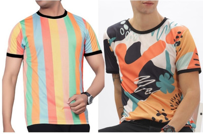 sti Printed Men Round Neck Multicolor T-Shirt