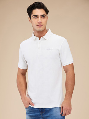 BEING HUMAN Solid Men Polo Neck White T-Shirt