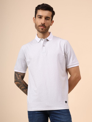 CANTABIL Printed Men Polo Neck Beige T-Shirt