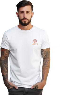 PeppyZone Graphic Print Men Round Neck White T-Shirt