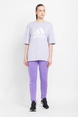 ADIDAS Printed Women Crew Neck Purple T-Shirt