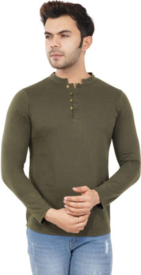 Styvibe Solid Men Round Neck Green T-Shirt