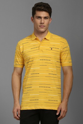 LOUIS PHILIPPE Striped Men Polo Neck Yellow T-Shirt