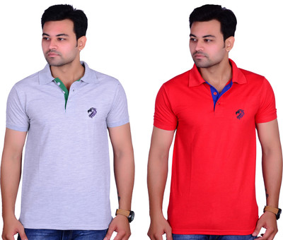 La Milano Solid Men Polo Neck Red T-Shirt