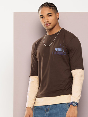 Kook N Keech Printed Men Round Neck Brown T-Shirt