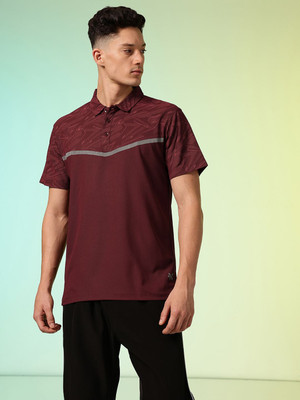 HRX by Hrithik Roshan Printed Men Polo Neck Maroon T-Shirt