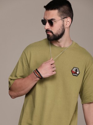 Roadster Solid Men Round Neck Green T-Shirt