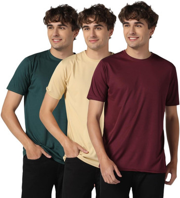 INKKR Solid Men Round Neck Multicolor T-Shirt