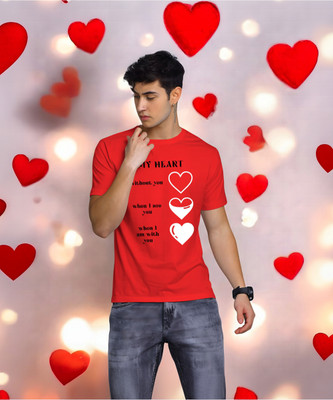 Triptee Printed Men Round Neck Red T-Shirt