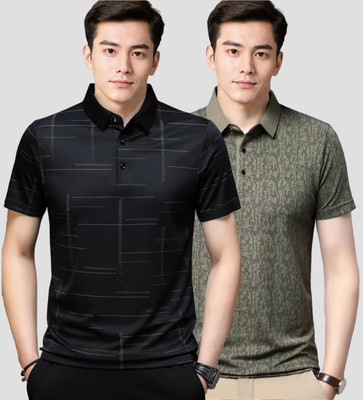 Belive in Yourself Printed Men Polo Neck Black, Green T-Shirt