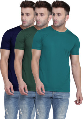 TQH Solid Men Round Neck Multicolor T-Shirt
