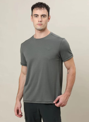 Jangoboy Solid Men Round Neck Grey T-Shirt