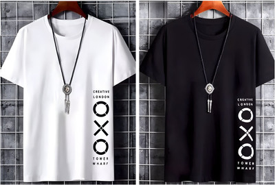 Pachirisu Printed Men Round Neck White, Black T-Shirt