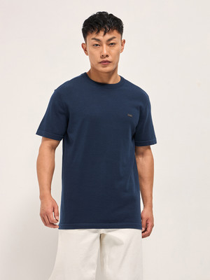THE BEAR HOUSE Solid Men Round Neck Blue T-Shirt