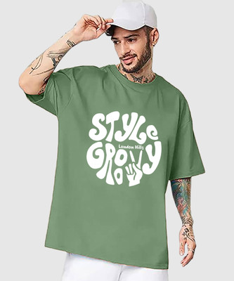 London Hills Typography Men Round Neck Green T-Shirt