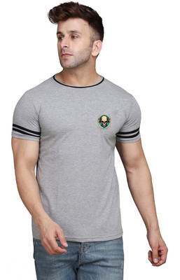 tfurnish Printed Men Round Neck Grey T-Shirt