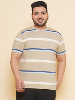 JOHN PRIDE Striped Men Round Neck Multicolor T-Shirt