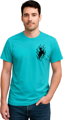 LIQQR Graphic Print Men Round Neck Light Blue T-Shirt
