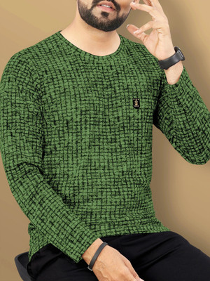 VeBNoR Printed Men Round Neck Green T-Shirt