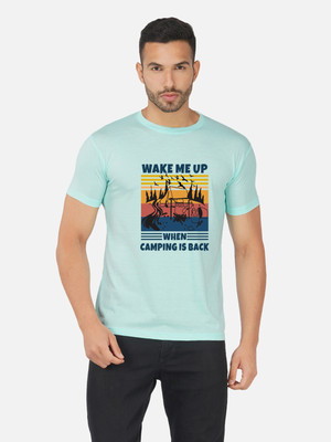 GLOBAL NOMAD Printed Men Round Neck Light Blue T-Shirt