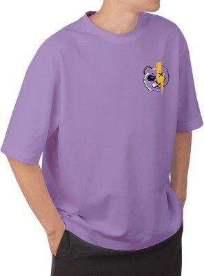 Hikaru Printed, Typography Men Round Neck Purple T-Shirt