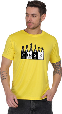 M A TRADERS Printed Men Round Neck Yellow T-Shirt