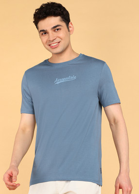 AEROPOSTALE Solid Men Round Neck Blue T-Shirt