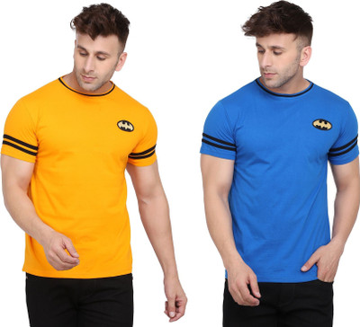 Lawful Casual Solid Men Round Neck Blue, Yellow T-Shirt