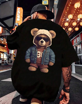 Rainbow Printed Men Round Neck Black T-Shirt